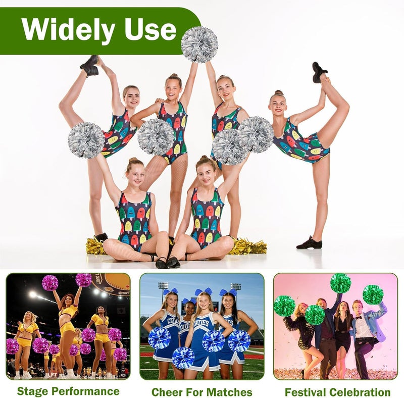 Hlonon 2 Pcs Cheerleading Pom Poms and Large Cheerleader Sports Dance Cheer Plastic Pom Poms Cheering for Sports Team Spirit Cheer - Image 3